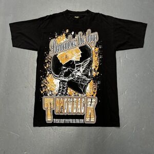 Vintage Y2K all over print skater style skull tee shirt tshirt Size XL